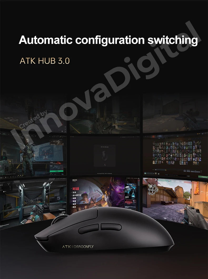 Mouse da gaming wireless ATK Dragonfly A9 Ultimate A9 Air PAW3950 ultraleggero ergonomico e-sport per gamer FPS CSGO A9 Ultra