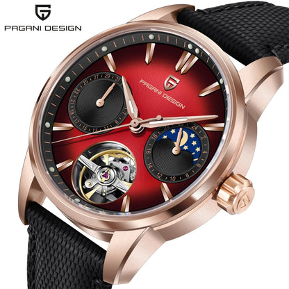 Pagani Design herreur, nyt model, luksuriøst mekanisk ur med automatisk urværk, 41 mm, rustfrit stål, vandtæt op til 10 bar, »pilot«-stil