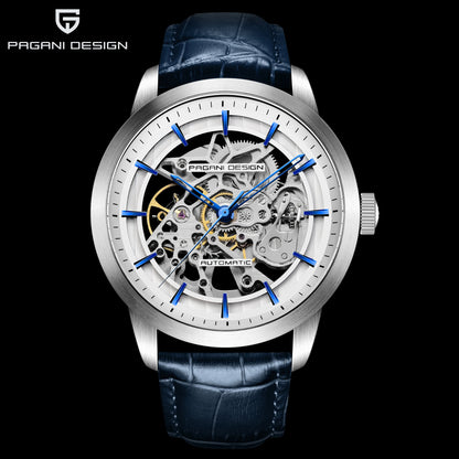PAGANI DESIGN Business Man Watch Luxury Skeleton Hollow Leather Men's Wristwatch New Mechanical Male Clock