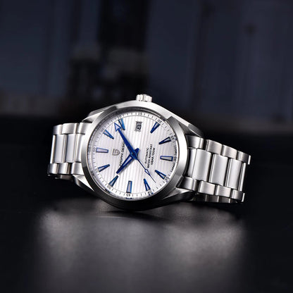 Luxusuhr für Herren von PAGANI DESIGN – Mechanisches Automatikmodell (Kaliber 8215), aus Edelstahl, wasserdicht, mit Datumsanzeige und leuchtenden Zeigern