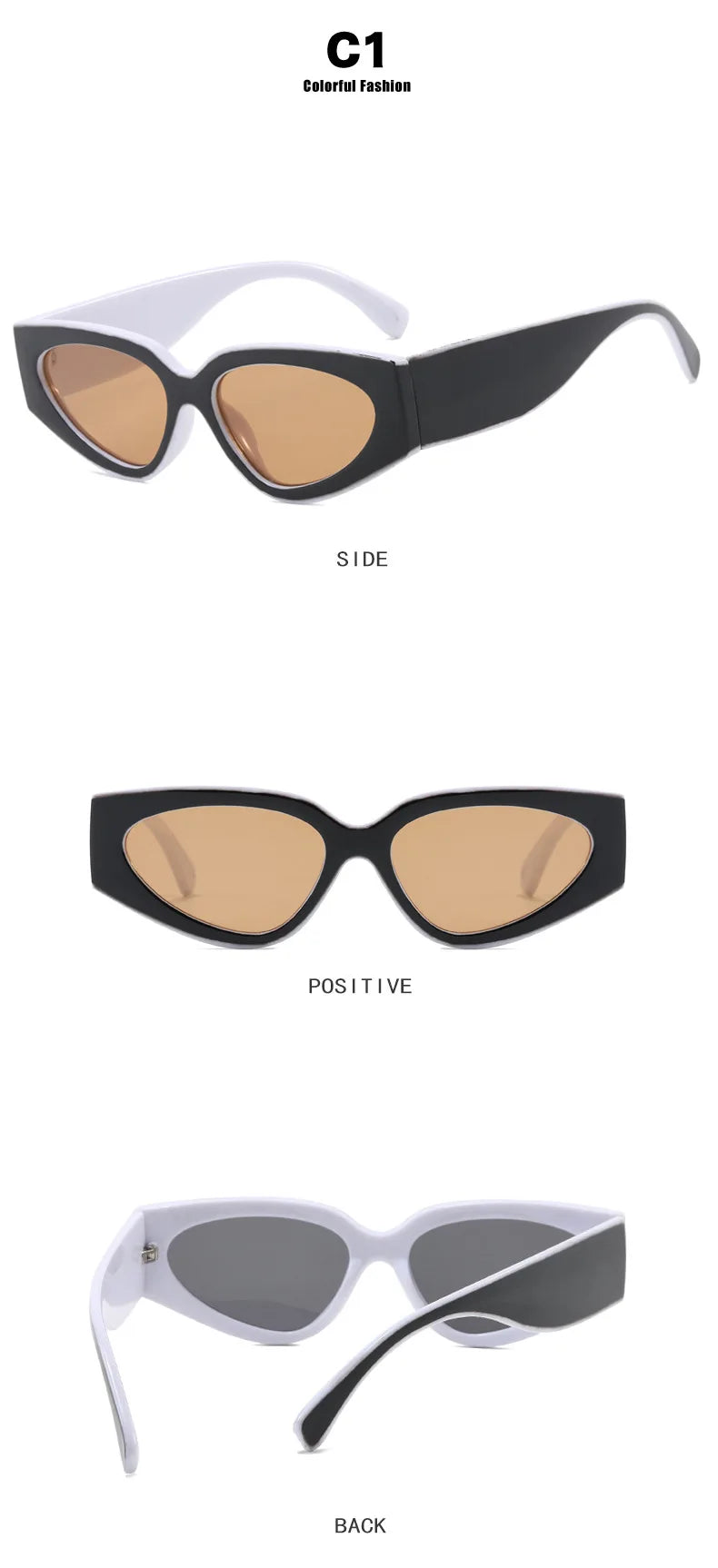 Black White Cat Eye Sunglasses for Women Trendy Vintage Thick Frame Sun Glasses 2025 Classic Shades ladies Goggle