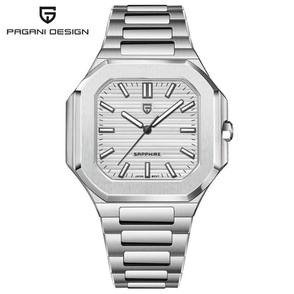Reloj cuadrado de cuarzo para hombre PAGANI DESIGN New V2, marca de lujo premium, deportivo, resistente al agua, de zafiro y acero inoxidable