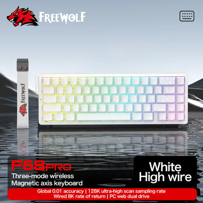 Teclado gaming magnético ATTACK SHARK X68HE X68PRO HE e FREEWOLF F68 com fios F68Pro sem fios para gaming profissional 0.01mm Rapid Trigg