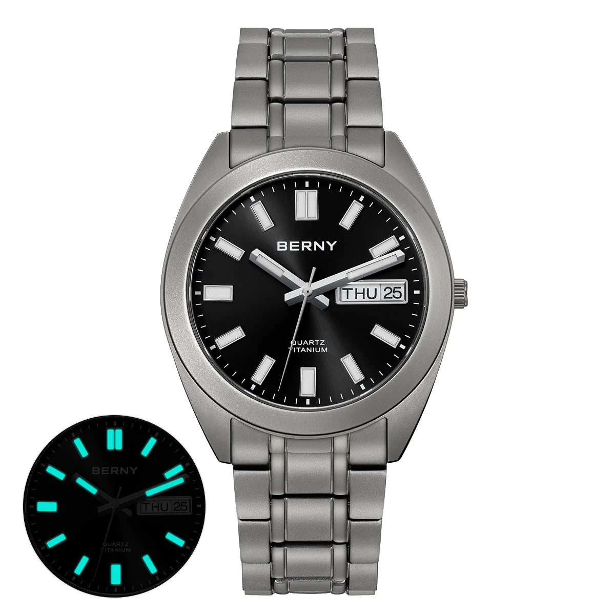 BERNY Titanium Watch for Men Super Light Weight Wristwatch Super Luminous Sapphire 10ATM Waterproof Sport Field Quartz Watches