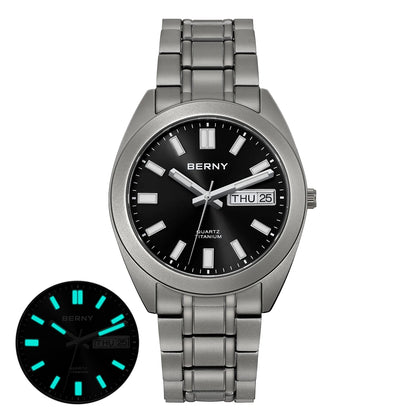 BERNY Titanium Watch for Men Super Light Weight Wristwatch Super Luminous Sapphire 10ATM Waterproof Sport Field Quartz Watches