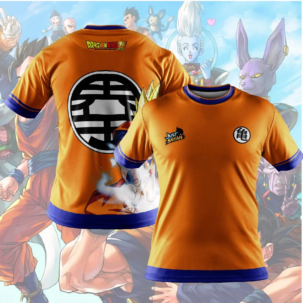 T-shirt Dragon Ball para Criança, Top Tee Anime Figures Son Goku Super Saiyan, T-shirt para Rapaz, Roupa Infantil de Verão de Manga Curta