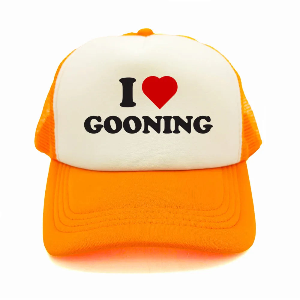 Funny I Love Gooning Baseball Caps Cool Summer Men Mesh Net Hat Humor Trucker Cap Unisex Outdoor Mesh Net Caps MZ-080