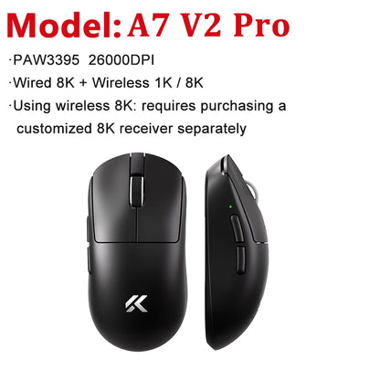 Rato Gaming Sem Fios MCHOSE A7 V2 Ultra / Pro Leve Dual 8000Hz PAW3950 TI 42000DPI para PC e Jogadores de E-sports