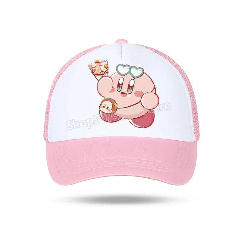 Kirby Summer Baseball Polyester Hats Universal Casual Cap Truck Driver Cartoon Peripheral Items Adult Adjustable Children Action