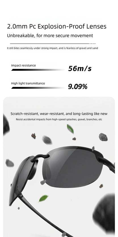 CAPONI Polarized Sunglasses For Men Original Design Outdoor Sport Running Driving Sun Glasses Photochromic Black Shades BS36502