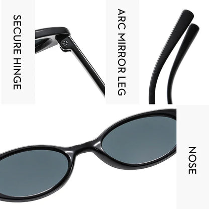 New Small Oval Sunglasses Women Men Trendy Vintage Hip Hop Cat Eye Sun Glasses Female Leopard Black Punk Eyewear UV400 Oculos
