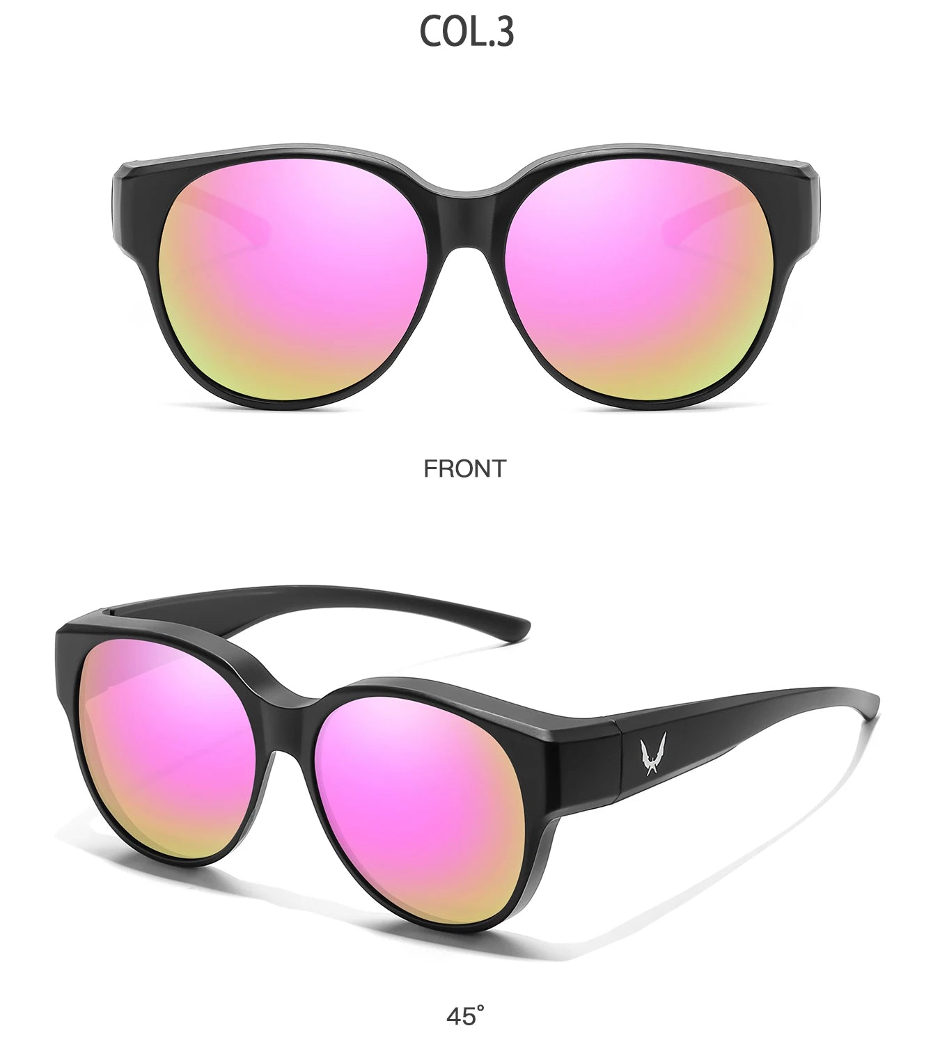 Over Glasses with Box Cover Over Myopia Eyeglasses Unisex Round Shades with UV protection Outdoor Sports Fishing Hiking Cycling