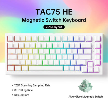 Tastiera AKKO TAC75 HE con switch magnetici 75% Gaming Keyboard Rapid Trigger 0.005mm 8K RGB cablata Esports, tastiera custom per gamer