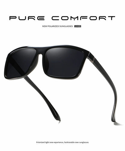 Classic Black Square Polarized Sunglasses Men Fashion Mirror Blue Sun Glasses Unisex Vintage Anti Glare Driving Shades UV400