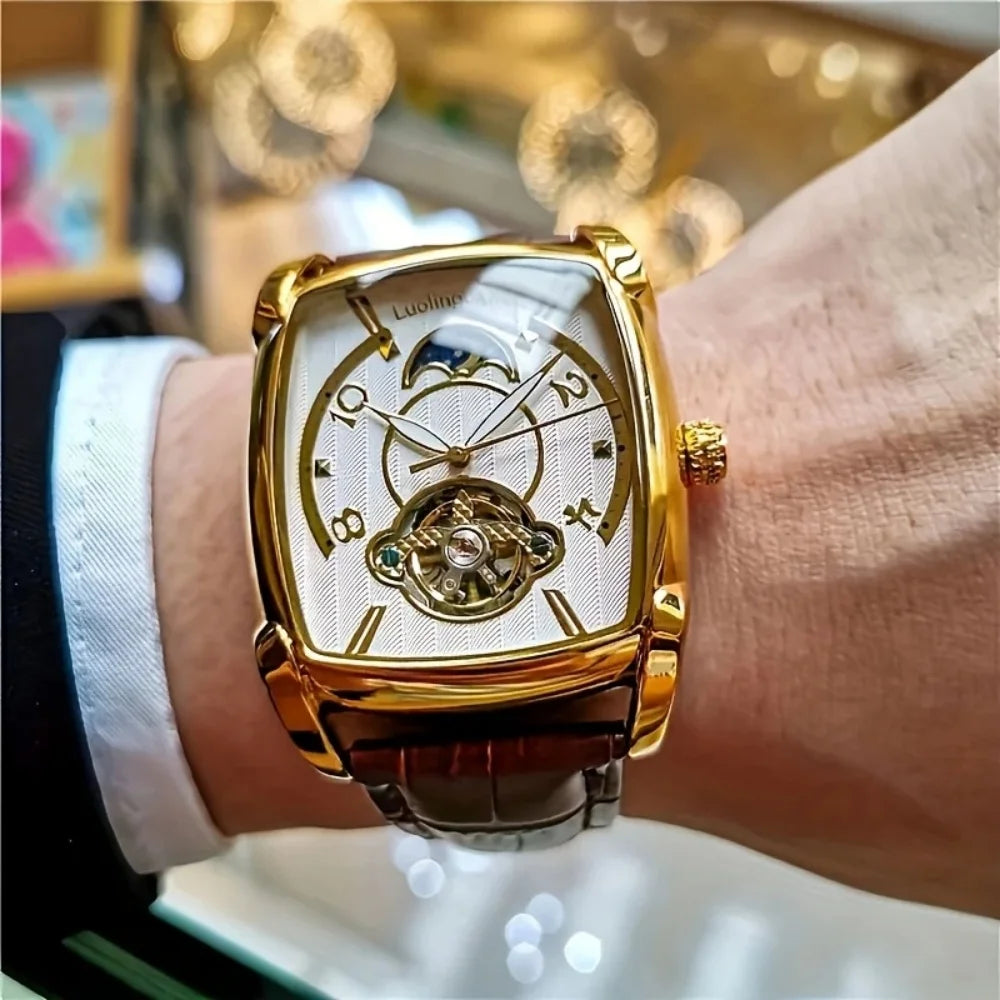 [Luxus-Mechanikuhr mit Tourbillon] Leichte Luxus-Mechanikuhr mit Tourbillon für Herren – Vollautomatisches Spitzenmodell im trendigen „Skelett“-Design, ideal für den Business-Look o
