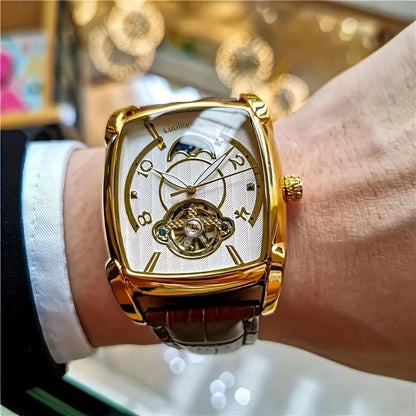 [Luxus-Mechanikuhr mit Tourbillon] Leichte Luxus-Mechanikuhr mit Tourbillon für Herren – Vollautomatisches Spitzenmodell im trendigen „Skelett“-Design, ideal für den Business-Look o