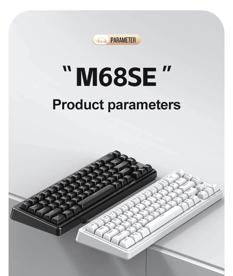 FREEWOLF M68SE tastiera mini cablata a 68 tasti, retroilluminazione RGB, Type-C, layout 68%, compatta, per gaming, ufficio, PC e laptop