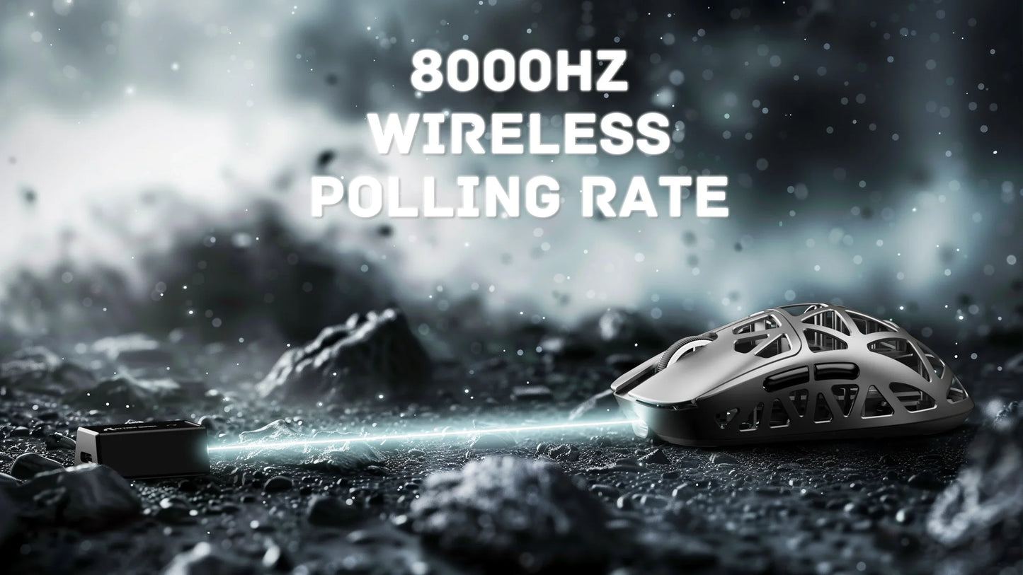 ATTACK SHARK R2 gamingmus i magnesiumlegering PAW3950, tri-mode, 8000hz, 42000 DPI, 45g ultralätt, mikrobrytare med 100M klick