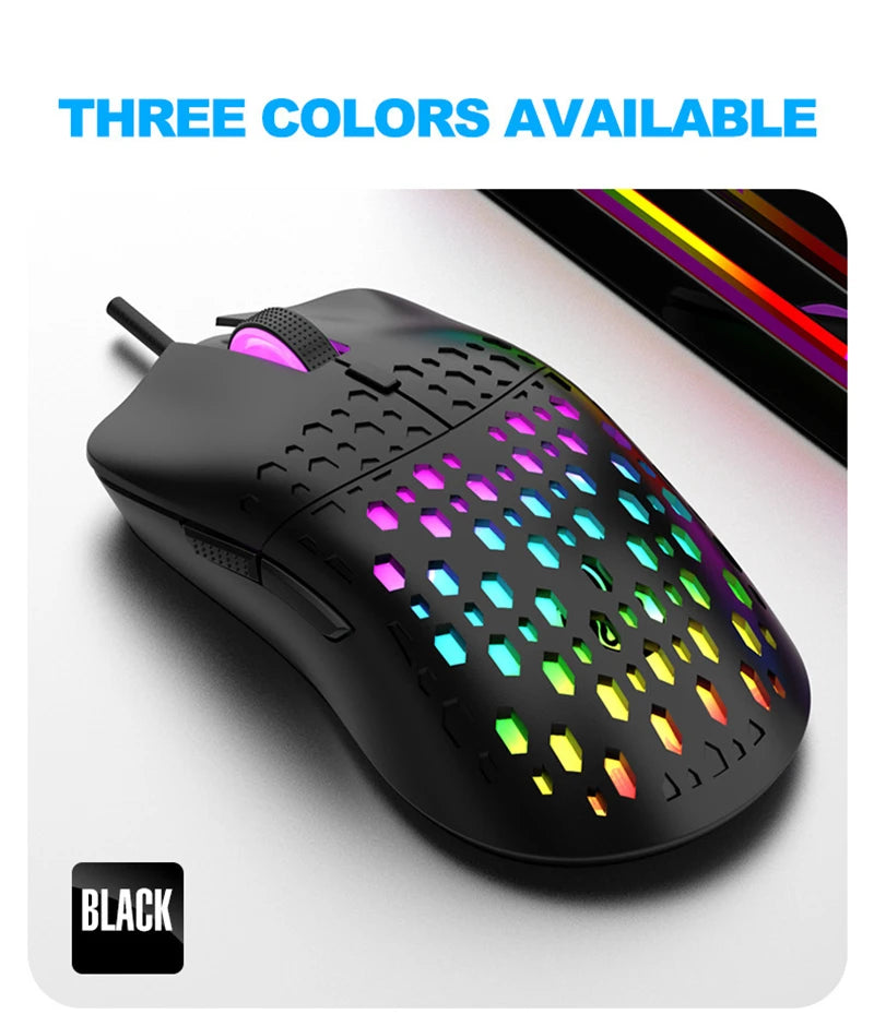 OnePlus G701 Wired 6 Keys Mouse Honeycomb Perforated Colorful Lighting Gaming And Office For Microsoft Windows Apple IOS System