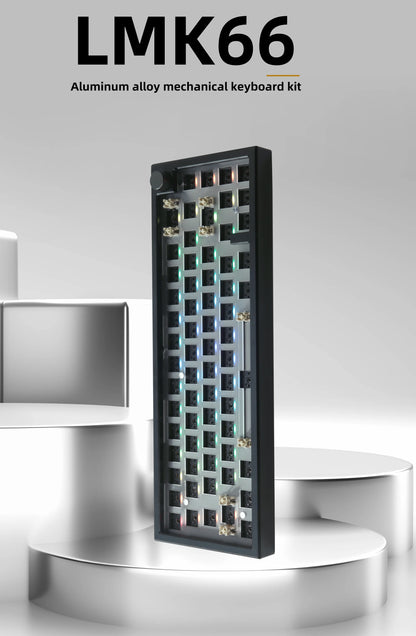 ZUOYA LMK66 3 Mode Mechanical Keyboard Kit Aluminum Wireless Gaming Keyboard 60% Bluetooth 2.4G RGB Hotswap Gasket Structure