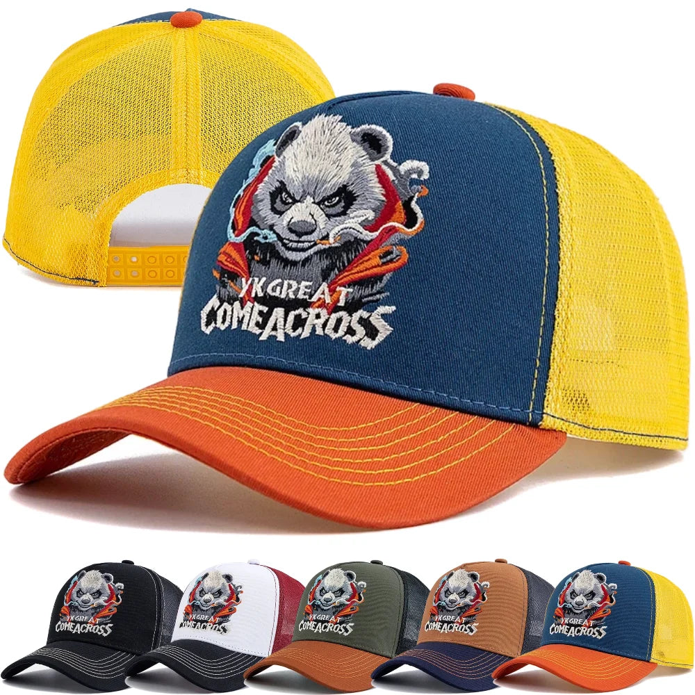 New Style Unisex Cool Panda Embroidered Baseball Cap Chic Trucker Hats For Men Women Breathable Streetwear Summer Outdoor Hat