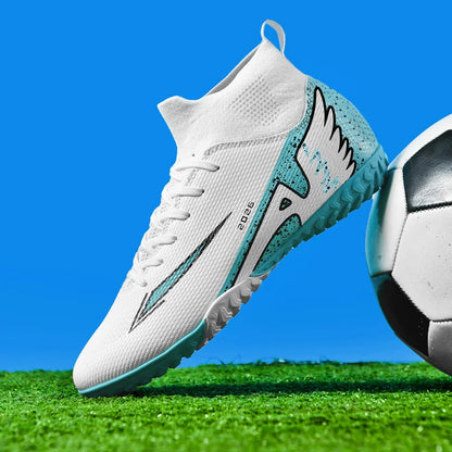 Nouvelles chaussures de football pour hommes, antidérapantes, de haute qualité, ultralégères, pour l'extérieur et l'intérieur, chaussures de sport à haute cheville, futsal antidérapantes