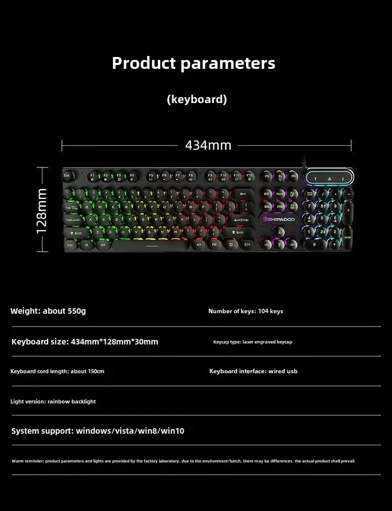 Mechanical Keyboard Gaming Keyboard E-sports Game Office Computer Notebook Desktop Steampunk English USB for Gaming