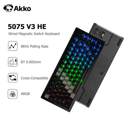 Akko 5075 V3 HE Magnetic Keyboard 75% Custom Mechanical Gaming Keyboard Rapid Trigger 0.005mm 8K Polling Rate ARGB
