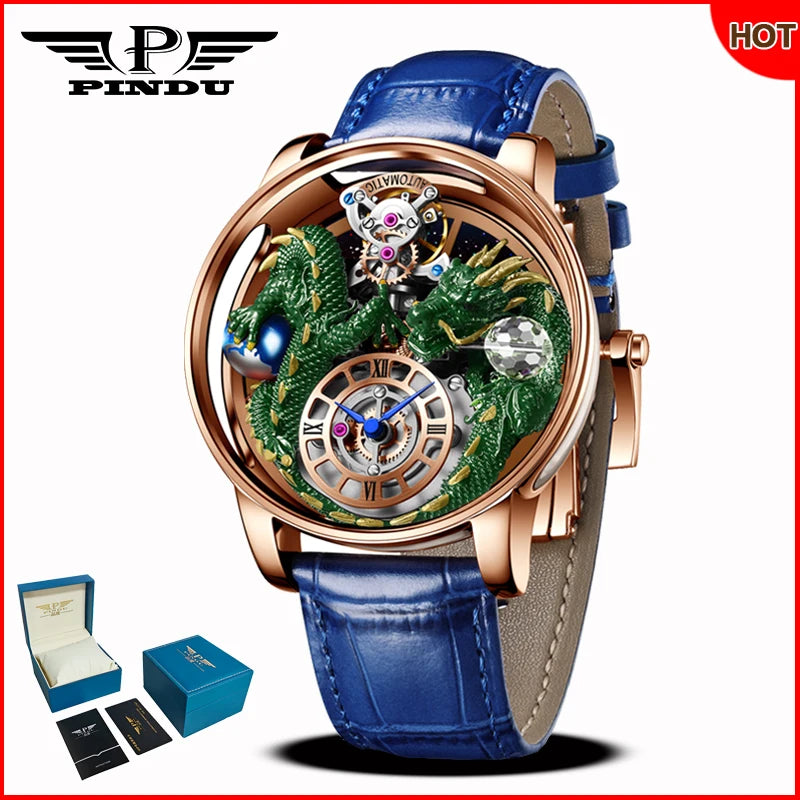 Relógio masculino PINDU Design 2025 NOVO Diamond Tourbillion, relógio de luxo Astronomia de marca premium, quartzo, vidro de safira, impermeável