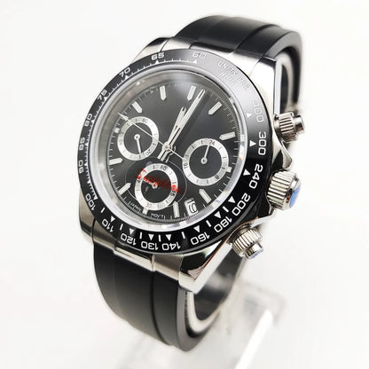 20 Colors dress 39mm Quartz Chronograph Sapphire Crystal Stainless Luminous Men's Watch VK63 Movement Calendar Strap