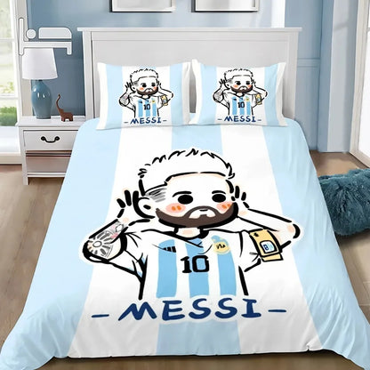 Set de ropa de cama Football Star M-messis con funda nórdica y funda de almohada para adulto, niño y niña, decoración de dormitorio infantil, tamaño individual, doble y grande