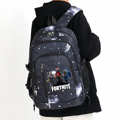 Mochila Fortnite Céu Estrelado de Grande Capacidade, Impermeável, com Compartimento para Portátil e Estampado de Personagem do Jogo, para Estudantes, Rapazes e Raparigas, Regresso às Aulas