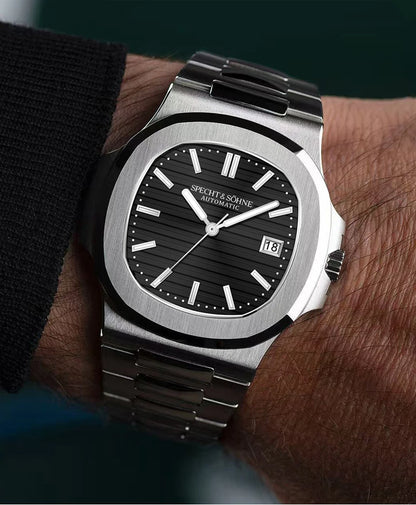Relógio Masculino Specht&Sohne 2025 New Classic de Luxo Automático em Aço Inoxidável com Safira 8215, Relógio de Pulso Mecânico