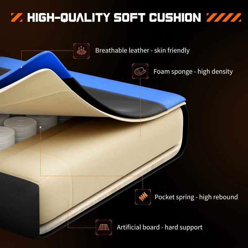 Ergonomic Racing Gaming Chair with Lumbar Support, Adjustable Swivel PU Leather Computer Chair with Headrest for Office & Home