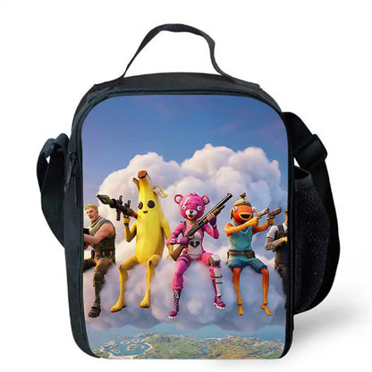 Sacos de Almoço para Crianças, Sacos de Piquenique Escolar Cartoon Fort-nite para Meninas e Meninos, Sacos de Almoço Térmicos para Crianças, Portáteis e Leves