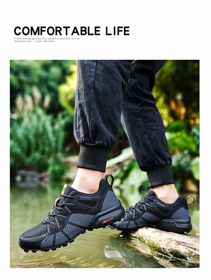 Men's hiking shoes, all-terrain outdoor sports shoes, breathable mesh, non-slip, wear-resistant hiking shoes, outdoor cycling shoes