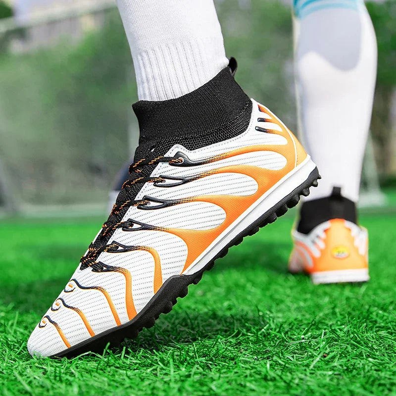 Men Soccer Shoes Sport FG/TF Outdoor Football Boots Training Boys Match Non Slip Long Spikes Cleats Indoor Futsal Comfortable