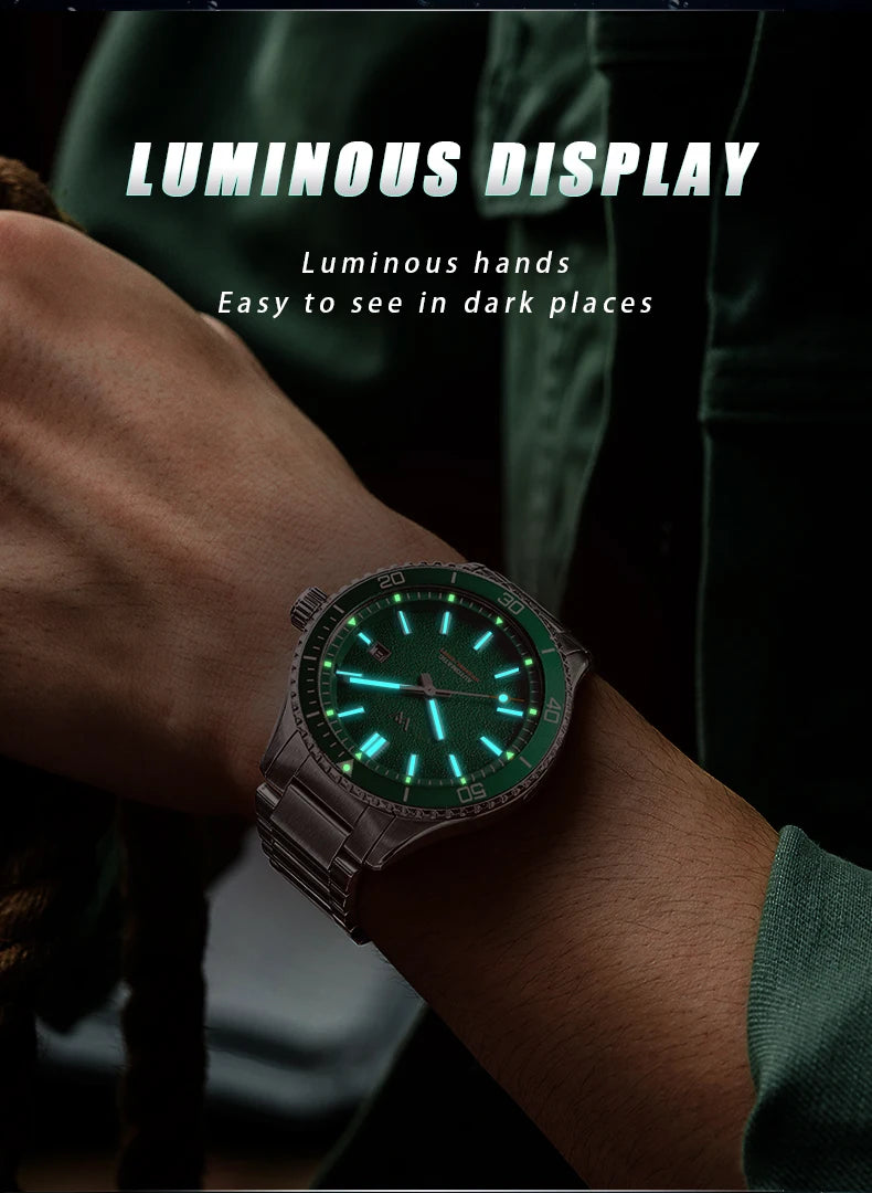 WM Watch Automatic Mechanical Dive Watch Man MIYOTA 8215 Waterproof Stainless Steel Sapphire Welly Merck Diving Watches WM046