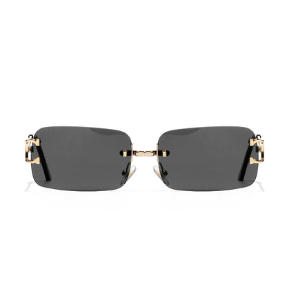 Ruiao 2026 rimless sunglasses UV400 fashion square metal glasses for men women designer man's brand sun shades for outdoor