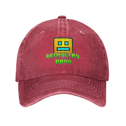 Geometric Dash App Fun Games Men Women Baseball Cap Geometry Dash Distressed Denim Washed Caps Hat Adjustable Fit Snapback Hat
