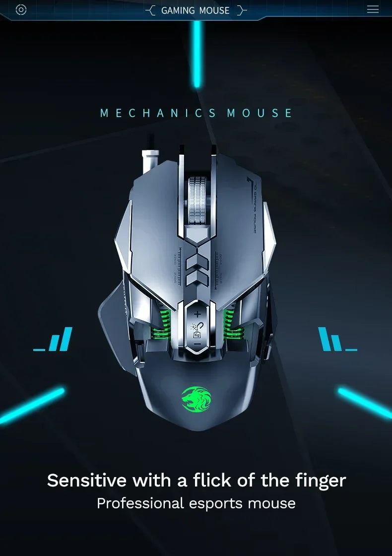 RGB 6400 DPI magnetinė laidinė mechaninė pelė su „pasidaryk pats“ atsvaru, skirta e. sporto žaidimams PC