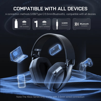 Cuffie gaming wireless tri-mode EKSA G19BT – Bluetooth 5.4, 2.4GHz a bassa latenza, cuffie gaming con microfono per PC, PS5, Xbox