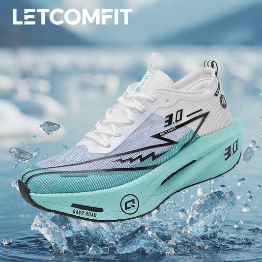 Men's Carbon Board Sneakers Anti-Slip Cushioned Comfortable Racing Training Running Shoes Mesh Tennis Shoes Casual for Women