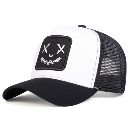 Men Women Smile Face Embroidery Baseball Caps Cotton Adjustable Snapback hats Hip Hop mesh Cap summer Outdoor Sun hat Dad Hats