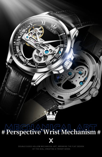 OLEVS 6661 Automatic Watch For Men Skeleton Original Mechanical Movement Man Wristwatch Waterproof Luminous Sport Men's Watches