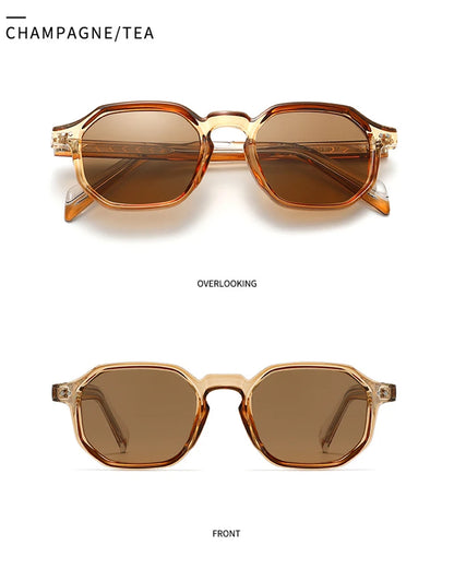 SHAUNA New Polygon Square Men Polarized Sunglasses Retro Rivets Women Blue Green Shades UV400