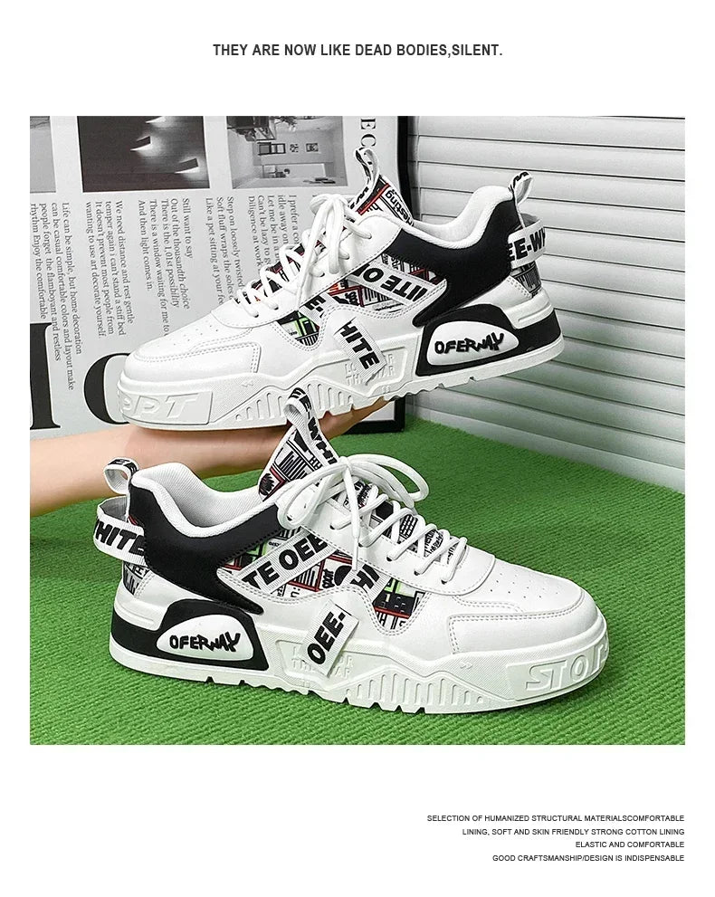 Zapatillas de hombre tipo skate para verano, en cuero, informales y de moda, para exterior, running, deporte, senderismo y tenis, con plataforma, diseño de lujo