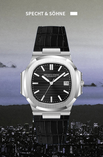 Relógio Masculino Specht&Sohne 2025 New Classic de Luxo Automático em Aço Inoxidável com Safira 8215, Relógio de Pulso Mecânico