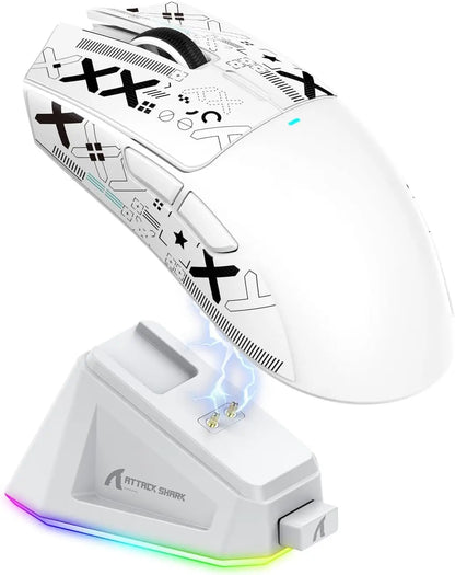 Mouse da gaming wireless ATTACK SHARK X11 con dock di ricarica e sensore gaming PixArt PAW3311, BT/2.4G wireless/cablato