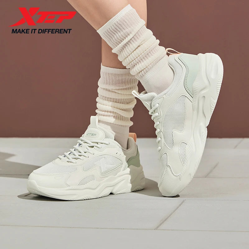 Sapatilhas de Corrida Xtep para Mulher 2025 Verão Novidade Resistentes Leves Casuais com Amortecimento de Impacto e Malha Respirável 875418110054